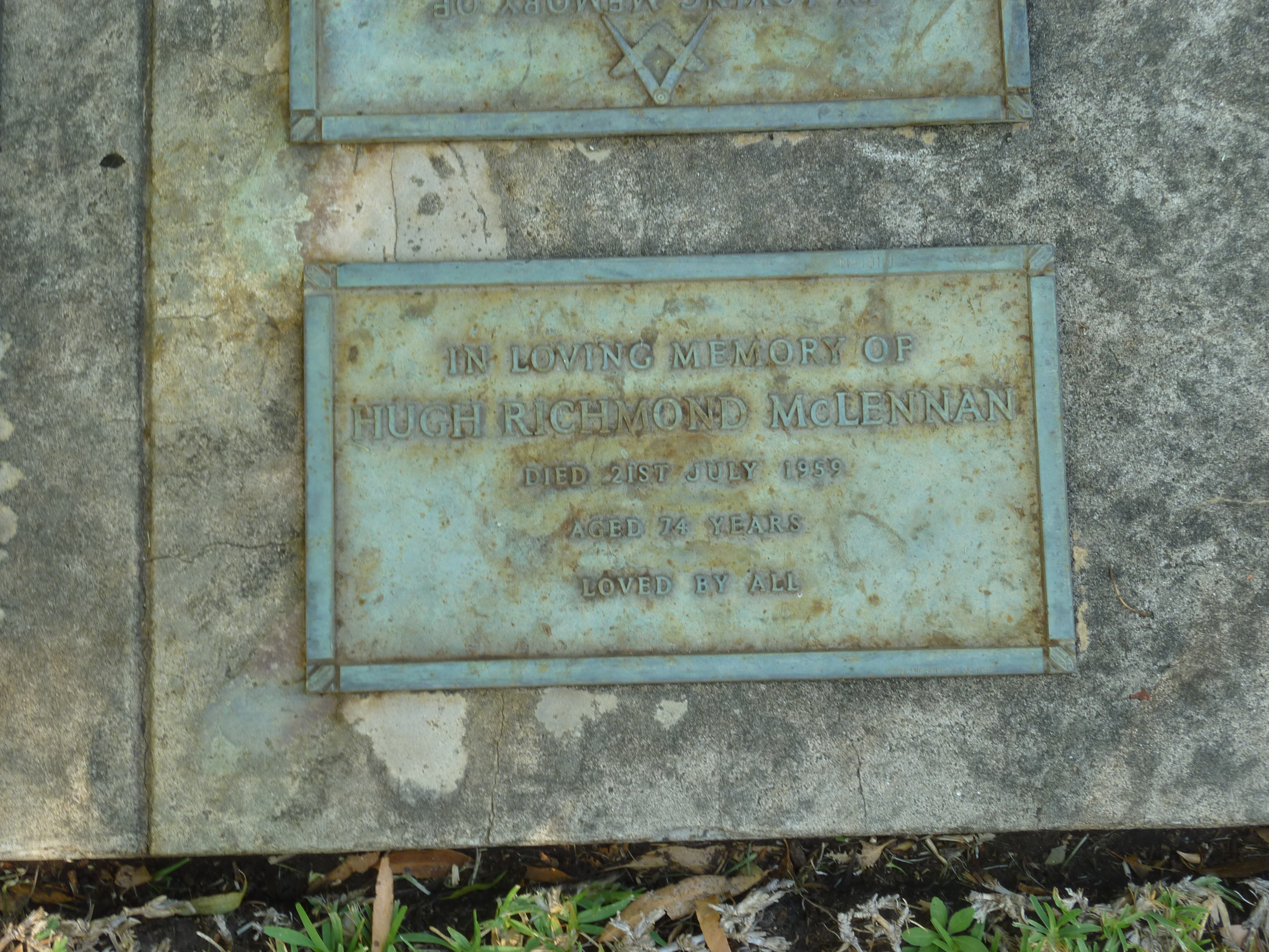 Photo of headstones/Hugh Richmond McLennan d1959 Woronora cem NSW